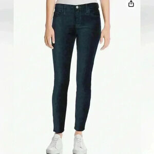 7 For All Mankind Women's Dark Green Velvet Skinny Jeans in Size 28.